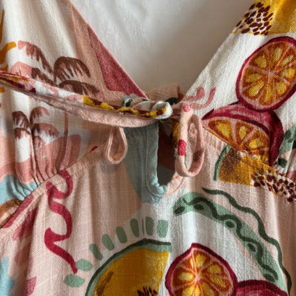 Paper Heart womens pink‎ Linen Blend sleeveless Maxi Fruit Dress size small - Picture 4 of 11